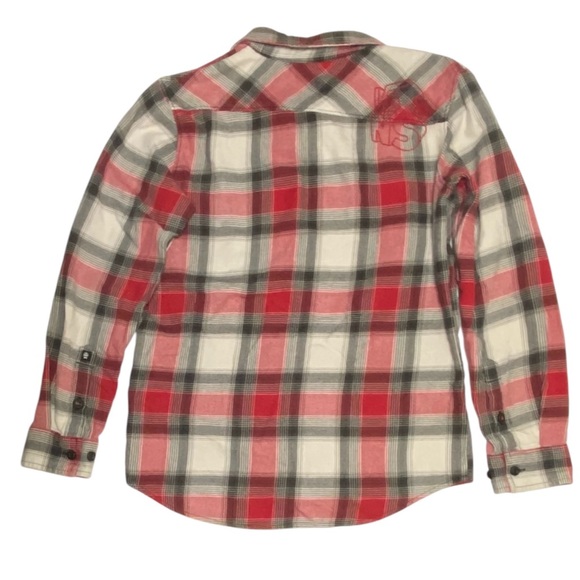 Vans Red Black White Boys Flannel Button Up Sz L - Picture 4 of 6